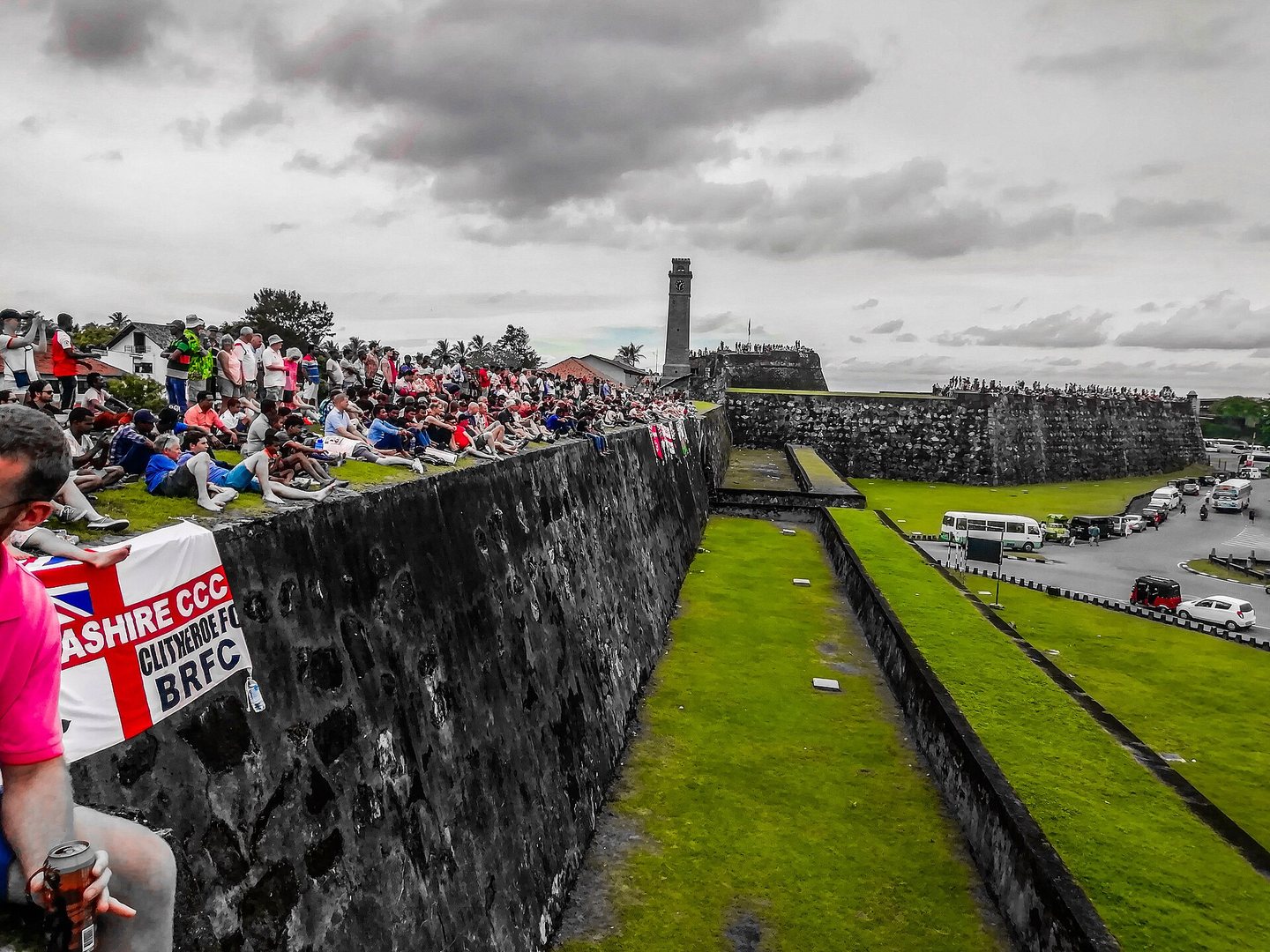 Ramparts and lighthouse of the Dutch colonial fort at Galle above the Indian Ocean