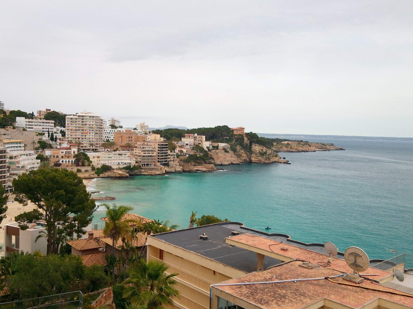 Turquoise cove and rocky shoreline on the coast of Majorca
